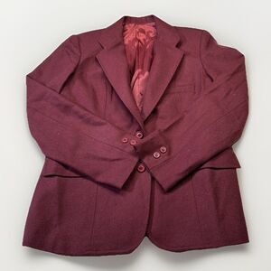 Vintage Cucumber Wool Blend Blazer Burgundy Red Women’s Small Made in Colombia